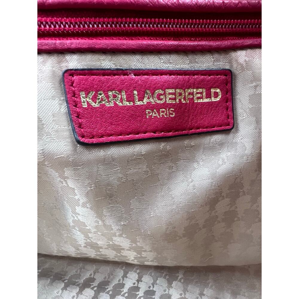KARL LAGERFELD PARIS Zippy East West Tote in pink leather w/cat whisker tag - Picture 10 of 13